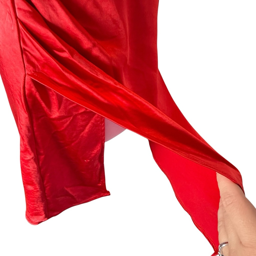 RunAway Havana Sexy Vixen Red Satin Mini Dress unique low back date night hot 💃 - Picture 10 of 16